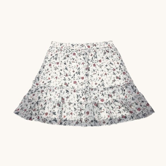 Abercrombie & Fitch Dresses & Skirts - Abercrombie & Fitch Mini Skirt Medium White Floral Ruffle Tiered Chiffon